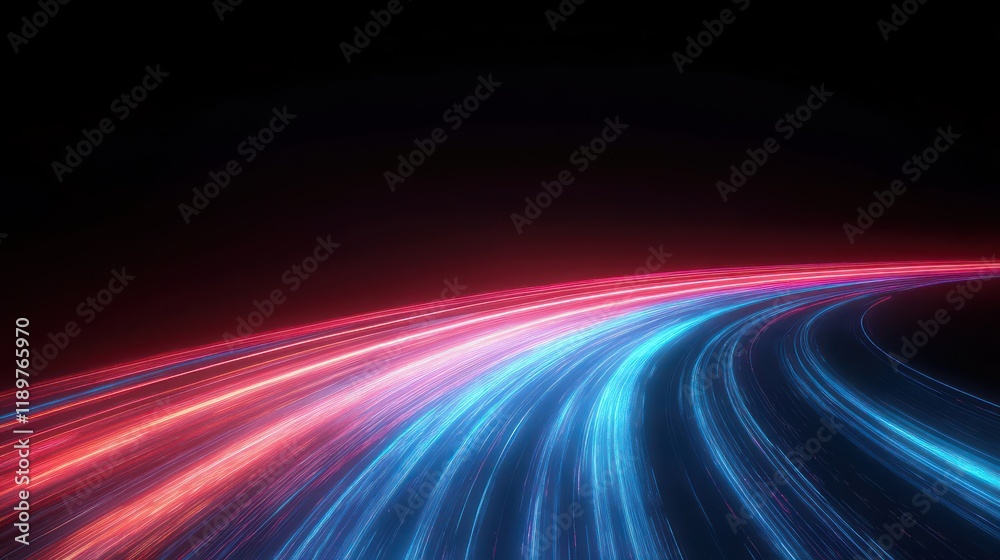 Futuristic Abstract Landscape with Blue and Red Light Trails Concept of Success and Technology Evolution Futuristic Abstract Landscape with Blue and Red Light Trails Concept of Success and Technology Evolution