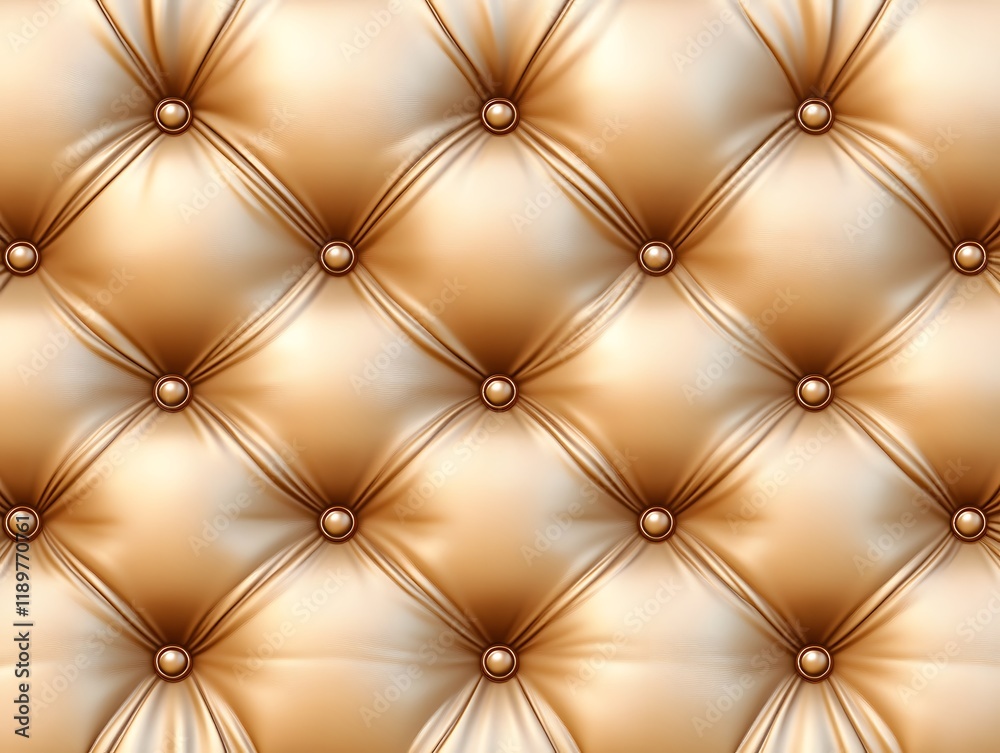 Naklejka premium Gold Leather Upholstery Texture with Button Tufting