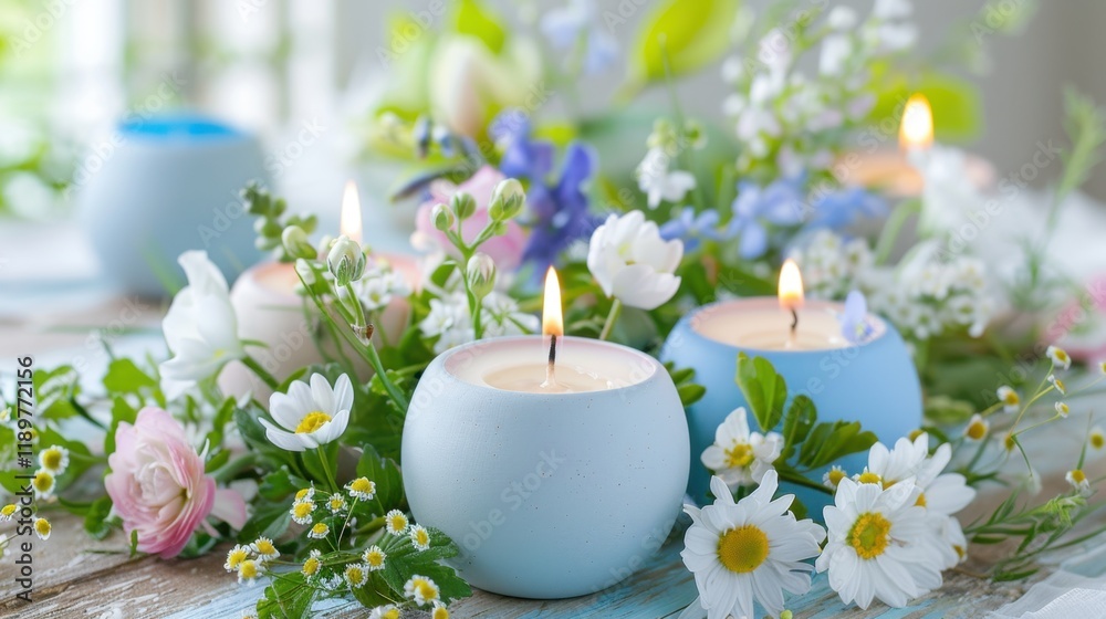 serene arrangement of candles surrounded by fresh flowers, creating calming atmosphere. soft colors and gentle light evoke sense of tranquility and peace serene arrangement of candles surrounded by fresh flowers, creating calming atmosphere. soft colors and gentle light evoke sense of tranquility and peace