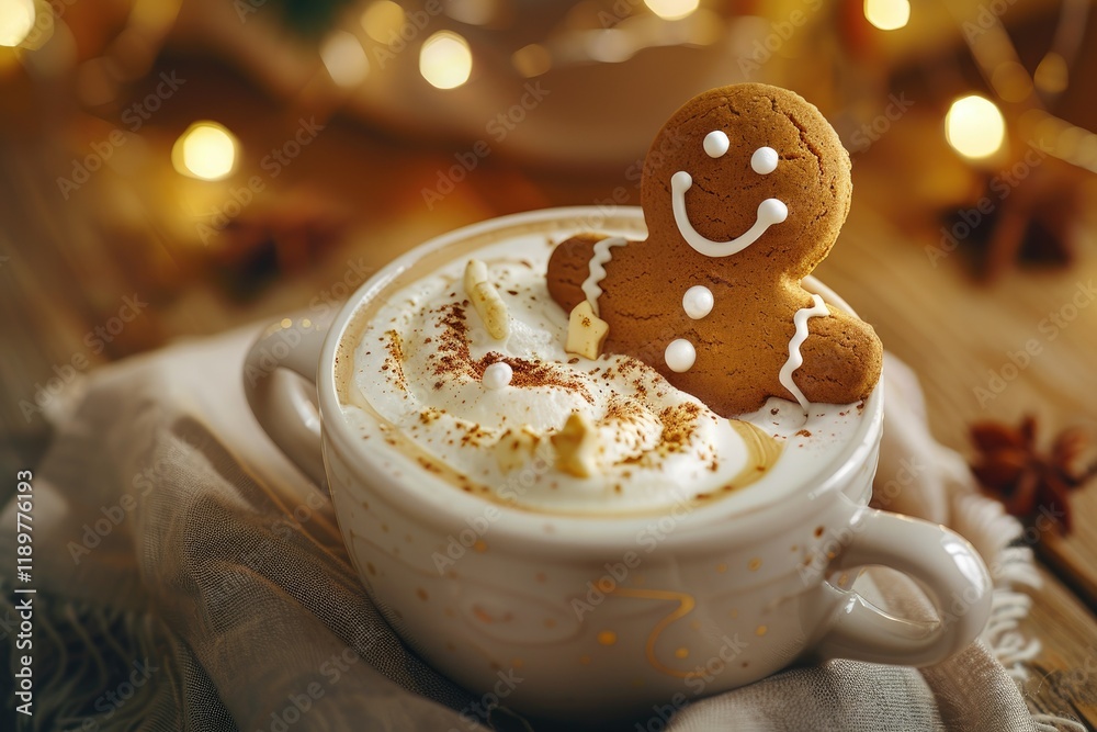 Clear Pixel Picture of Gingerbread Cookie Man in a Cup of Hot Chocolate or Cappuccino Clear Pixel Picture of Gingerbread Cookie Man in a Cup of Hot Chocolate or Cappuccino