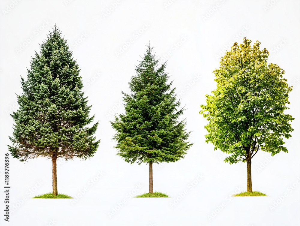 Obraz premium Nature’s Showcase – Trees on a Plain White Surface