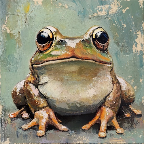 Close-up of a Frog: An Impressionistic Painting photo