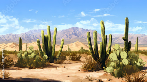 Wallpaper Mural Cactuses in the mojave desert, california, usa. Thornshade. Illustration Torontodigital.ca