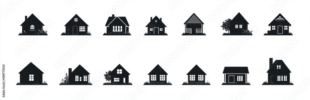 Minimalist Monochrome House Icons for Architecture and Real Estate Minimalist Monochrome House Icons for Architecture and Real Estate