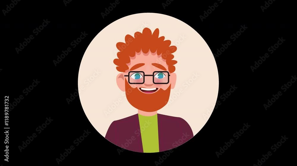 A friendly animated character with curly orange hair and glasses, wearing a green shirt and maroon jacket. A friendly animated character with curly orange hair and glasses, wearing a green shirt and maroon jacket.