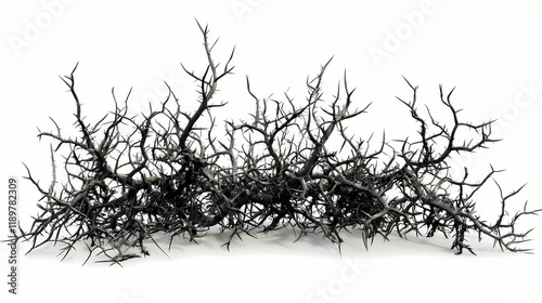 3d render isolated briar thorn patch. Thornshade. Illustration photo