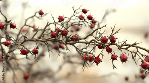 3d render isolated briar thorn patch. Thornshade. Illustration