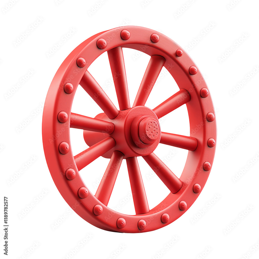 Obraz premium Red Wheel on Transparent Background