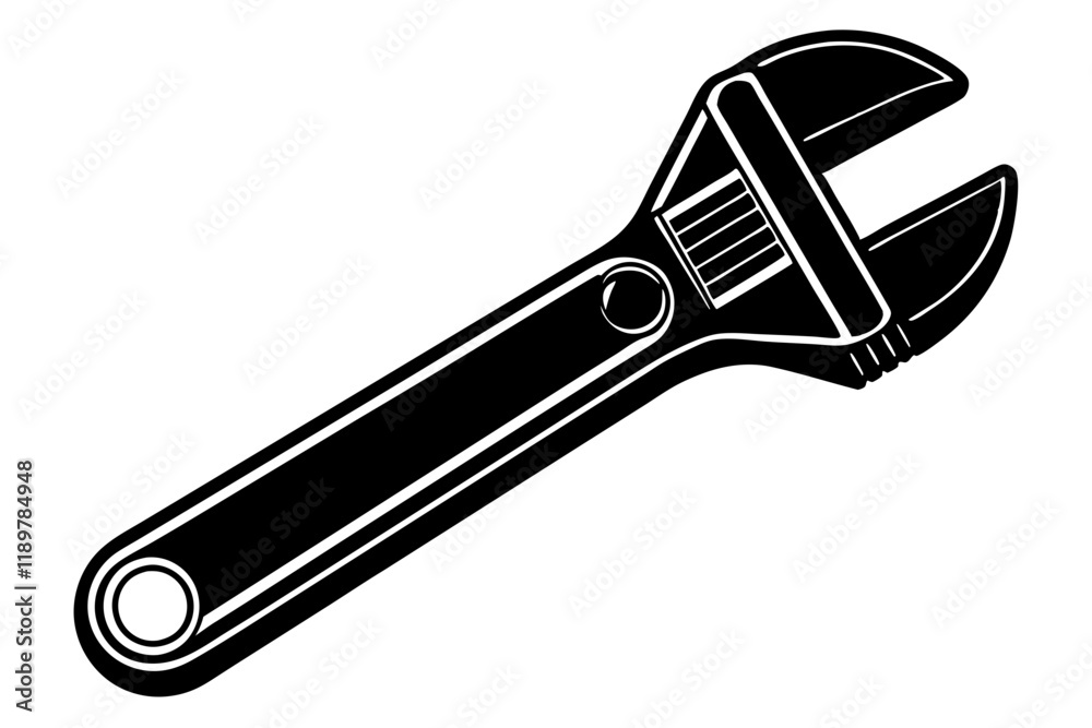 Obraz premium Adjustable Spanner on White Background vector art illustration