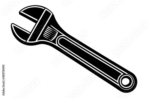  Adjustable Spanner on White Background vector art illustration