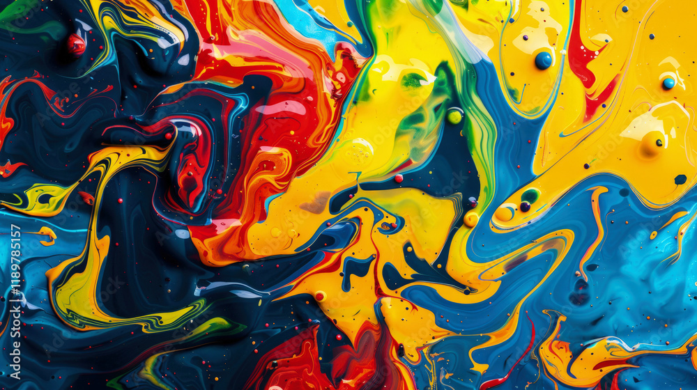 Chaotic Swirling Abstract Pattern with Multi-Colored Liquid Spots on Dark Background Chaotic Swirling Abstract Pattern with Multi-Colored Liquid Spots on Dark Background