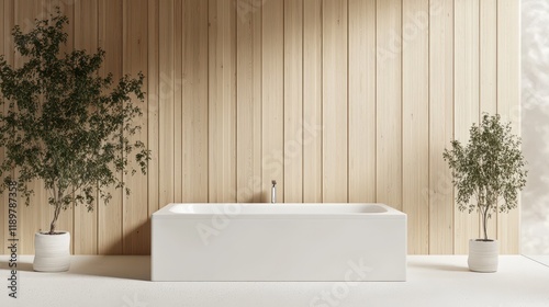 A minimalist bathroom featuring a walk-in shower, floating vanity, and sleek fixtures. photo