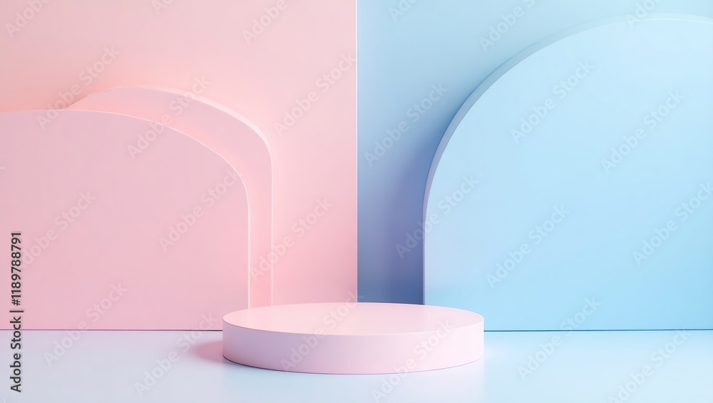 Pastel Pink and Blue Abstract Background with Platform Pastel Pink and Blue Abstract Background with Platform