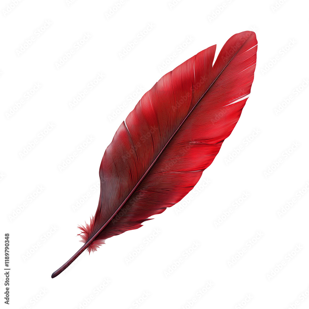 Red Feather Isolated on Transparent Background