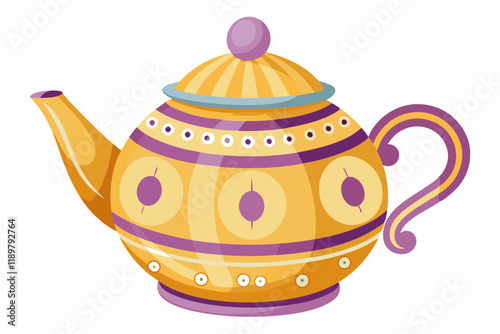 Ceramic teapot on white background vector art illustration