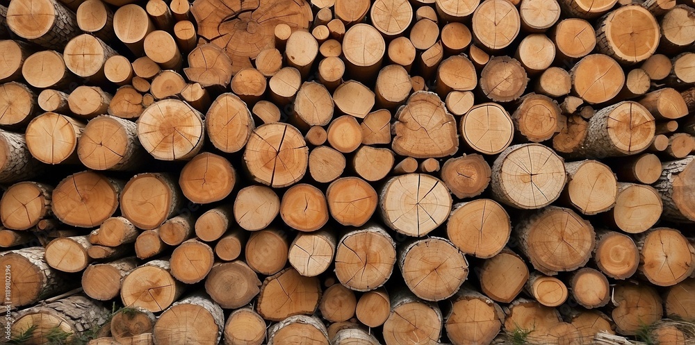 Natural pile of wood logs background arranged in a symmetrical stack. Highlighting organic patterns. Perfect for industrial and decorative use Natural pile of wood logs background arranged in a symmetrical stack. Highlighting organic patterns. Perfect for industrial and decorative use