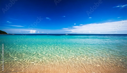 Wallpaper Mural 透き通るターコイズブルーの海と静かな浜辺 AI生成 Torontodigital.ca