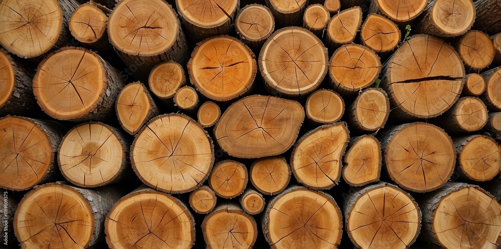 Natural pile of wood logs background arranged in a symmetrical stack. Highlighting organic patterns. Perfect for industrial and decorative use Natural pile of wood logs background arranged in a symmetrical stack. Highlighting organic patterns. Perfect for industrial and decorative use