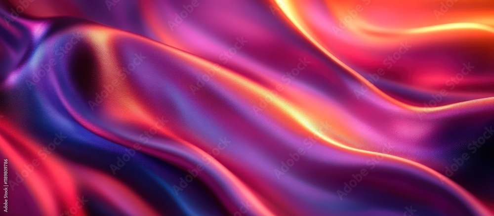 Fototapeta premium Iridescent silk waves, dark background, design