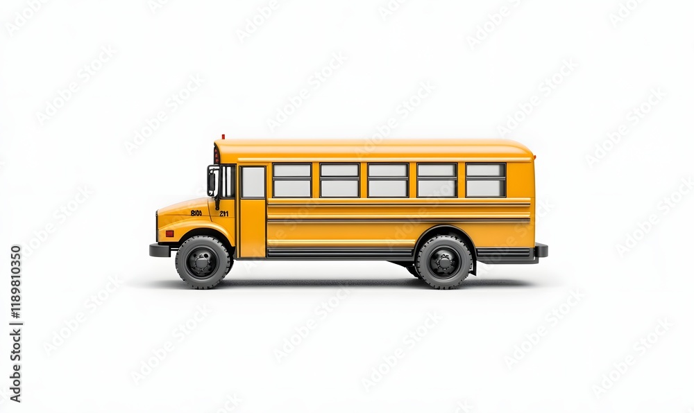 Yellow school bus side view on white background. Yellow school bus side view on white background.