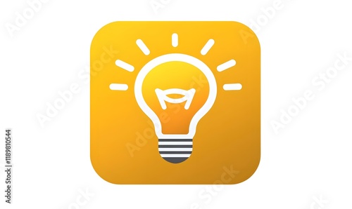 Yellow square app icon with glowing lightbulb.