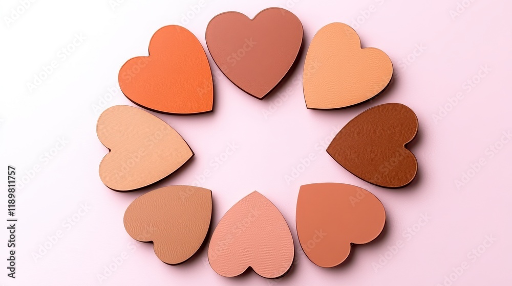 Color Palette of Skin Tones in Heart Shapes on Pastel Background Color Palette of Skin Tones in Heart Shapes on Pastel Background