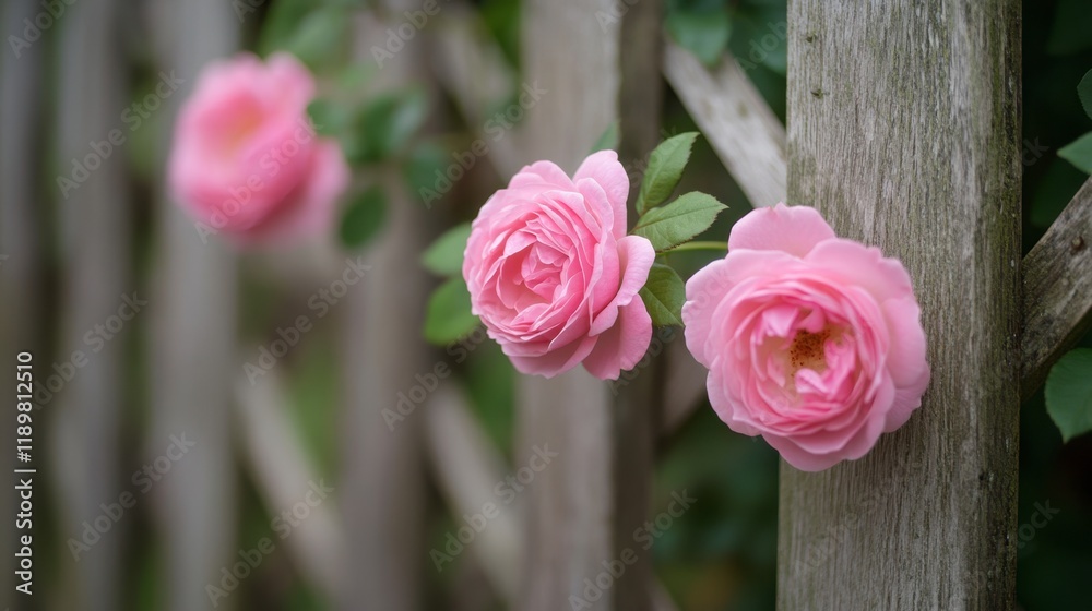 Roses climbing a trellis in a picturesque English garden. Roses climbing a trellis in a picturesque English garden.