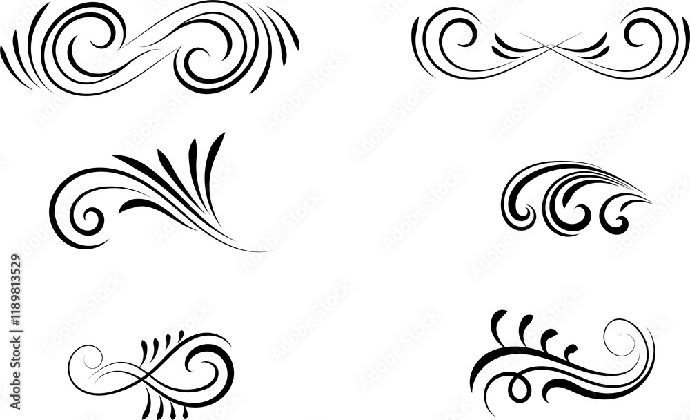 collection of decorative swirls, dividers. Vector calligraphic objects for wedding invitations, greeting cards, and certificate designs. set of classic lines and borders. A set of vector illustrations collection of decorative swirls, dividers. Vector calligraphic objects for wedding invitations, greeting cards, and certificate designs. set of classic lines and borders. A set of vector illustrations