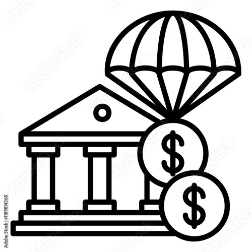 Icon of government bailout funds to save the economic and financial crisis