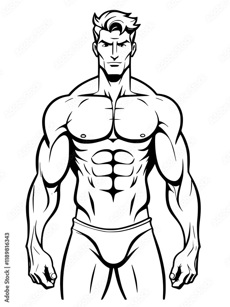 Fototapeta premium black and white sketch of strong male character