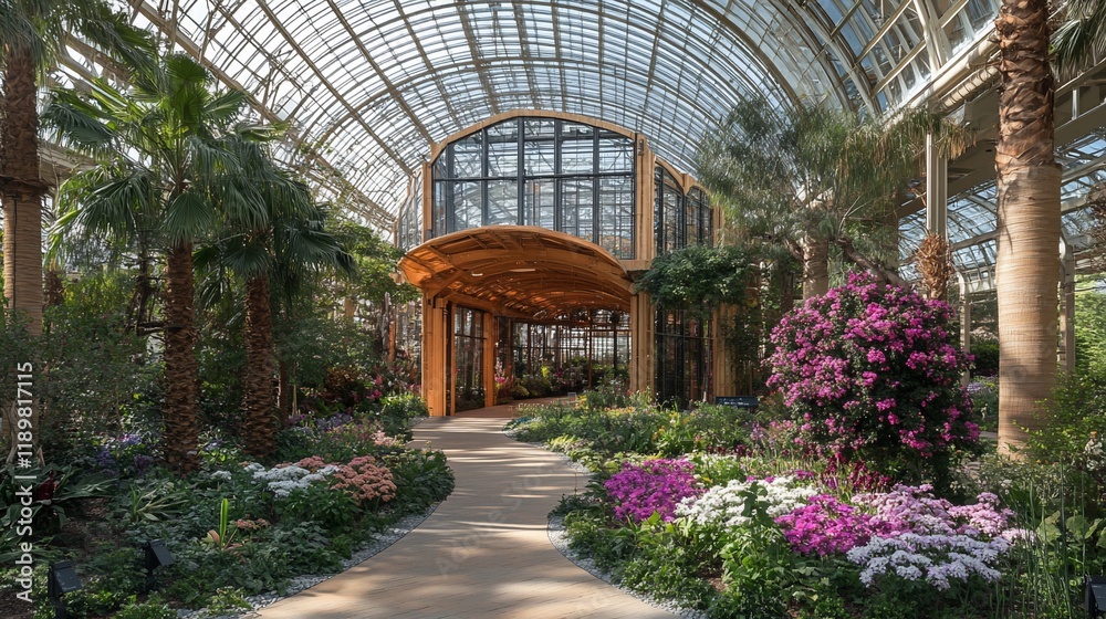 Serene Conservatory Garden: A Tranquil Oasis of Blooms and Lush Greenery Serene Conservatory Garden: A Tranquil Oasis of Blooms and Lush Greenery