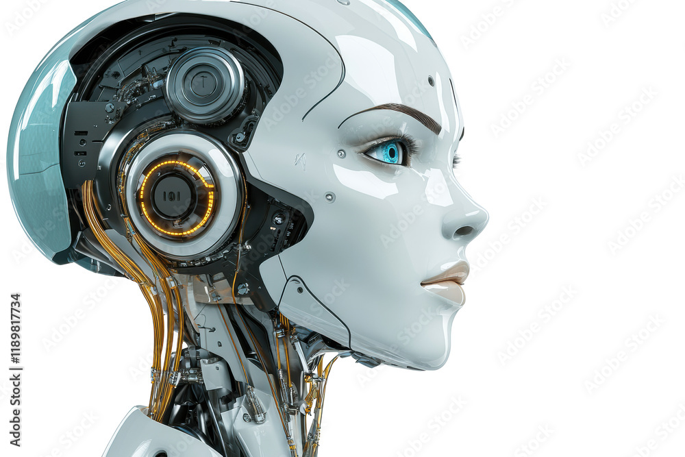 A futuristic humanoid robot isolate on white background A futuristic humanoid robot isolate on white background