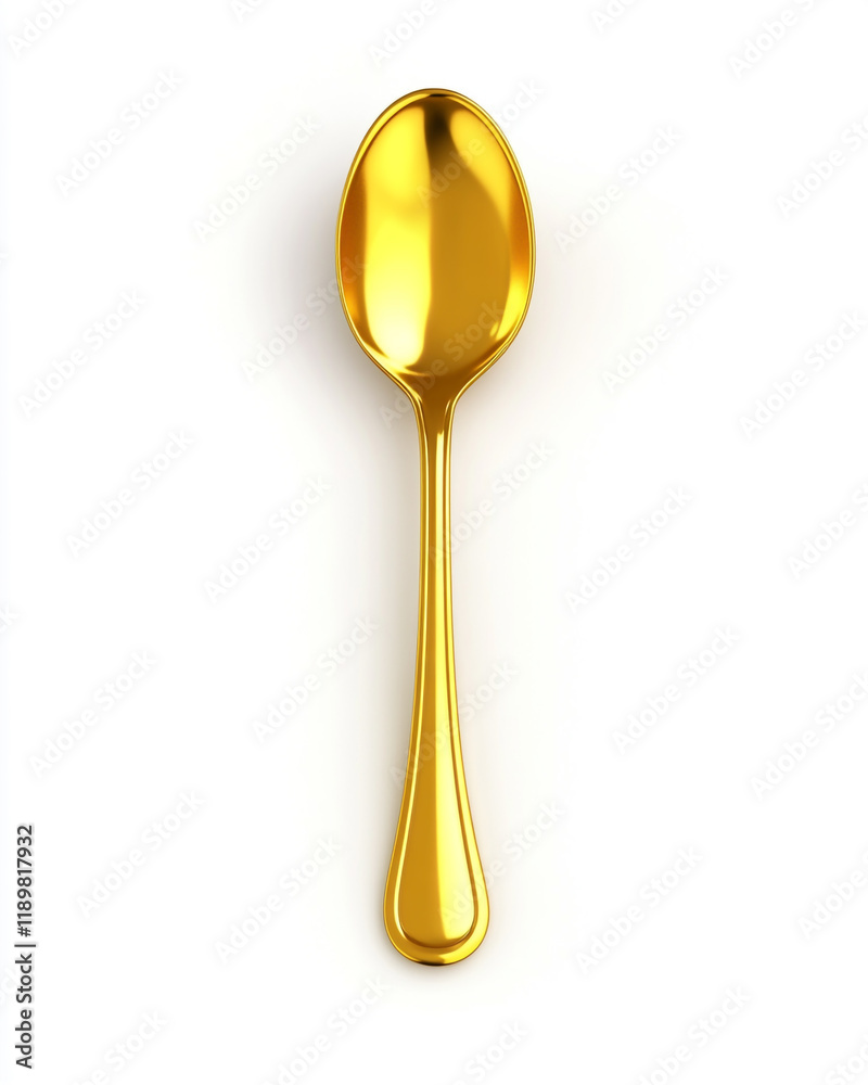 A golden spoon on a solid white background, captured in a high-resolution close-up shot with studio lighting. A golden spoon on a solid white background, captured in a high-resolution close-up shot with studio lighting.