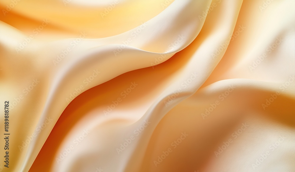 Fototapeta premium Silk Fabric Drapes Softly, Creating Elegant Waves of Peachy Hues; Luxurious Texture, Abstract Background