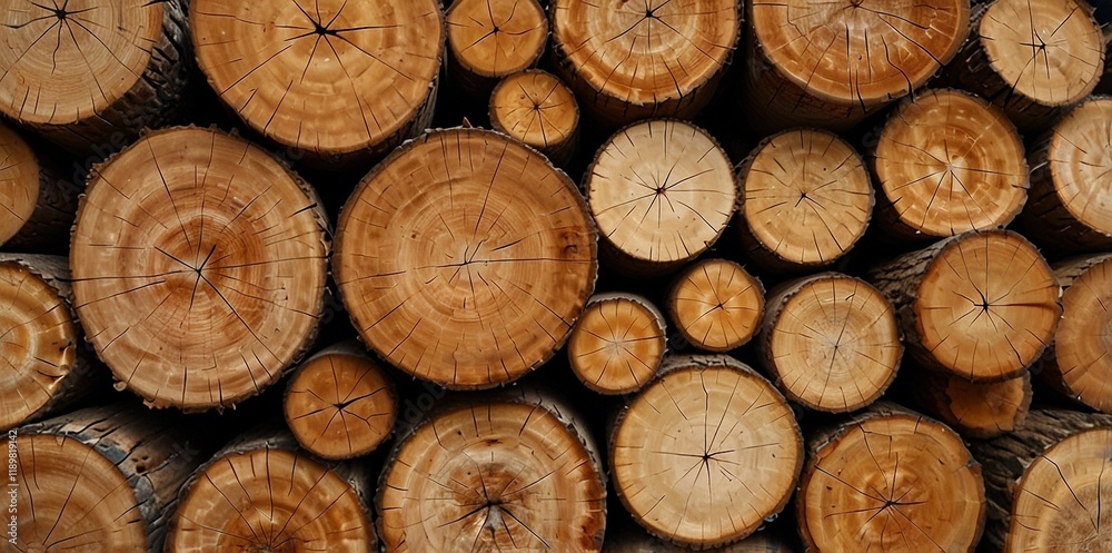Natural pile of wood logs background arranged in a symmetrical stack. Highlighting organic patterns. Perfect for industrial and decorative use Natural pile of wood logs background arranged in a symmetrical stack. Highlighting organic patterns. Perfect for industrial and decorative use