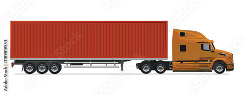truck side view Vector white auto Cargo empty 3d grey big large box euro car new euro road work haul motor fast white send sending semi ship giga factory hybrid eco zero emission
