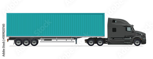 truck side view Vector white auto Cargo empty 3d grey big large box euro car new euro road work haul motor fast white send sending semi ship giga factory hybrid eco zero emission
