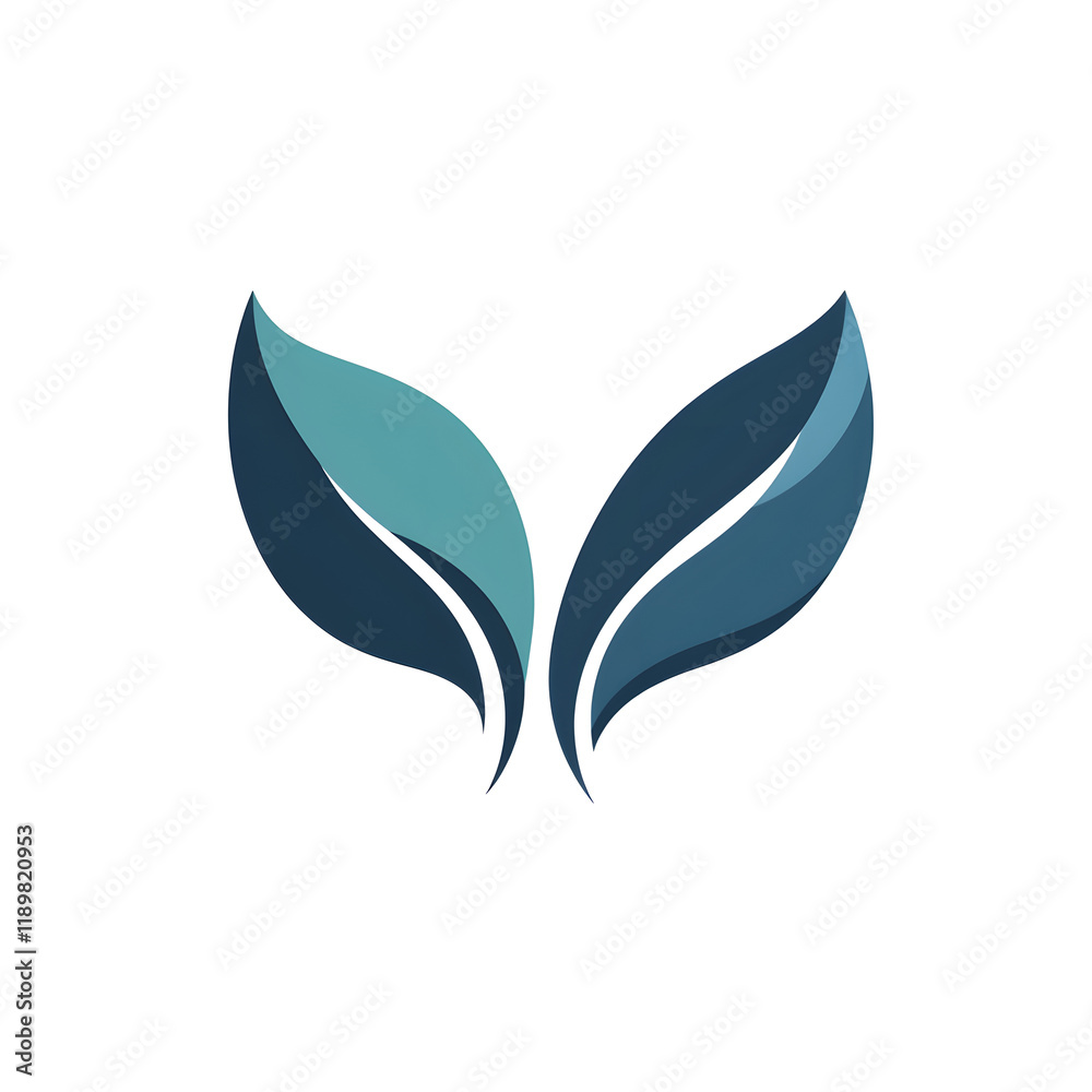 Minimalistic Intertwined Abstract Leaves Icon with Flowing Lines Minimalistic Intertwined Abstract Leaves Icon with Flowing Lines