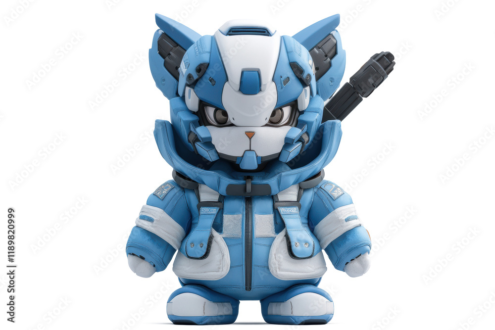 A futuristic cute cat animal noid robotisolate on white background A futuristic cute cat animal noid robotisolate on white background