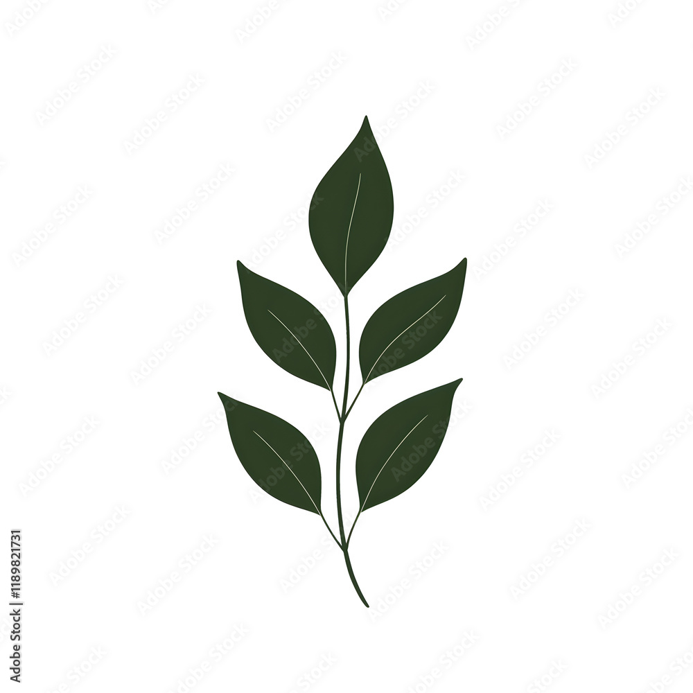 Flat Vector Design of Eucalyptus Leaf with Soft Curves Flat Vector Design of Eucalyptus Leaf with Soft Curves
