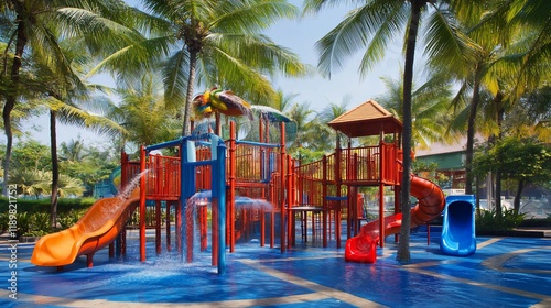 Wallpaper Mural Tropical Water Play Paradise: A Colorful Playground Oasis Torontodigital.ca