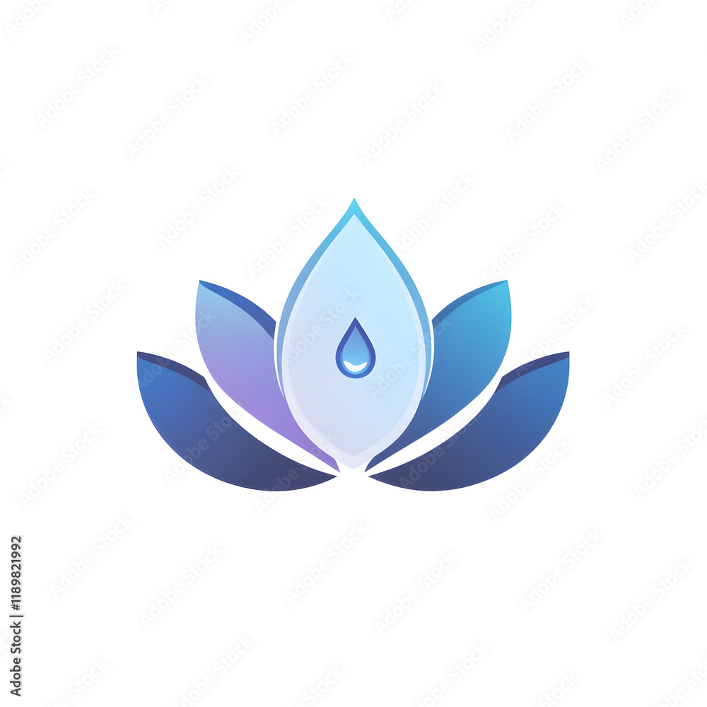 Simple 2D Lotus Leaf Logo with Elegant Water Drop Detail Simple 2D Lotus Leaf Logo with Elegant Water Drop Detail