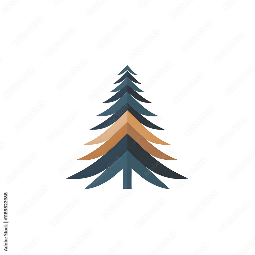 Obraz premium Minimalistic Fir Tree Icon with Layered Triangular Branches