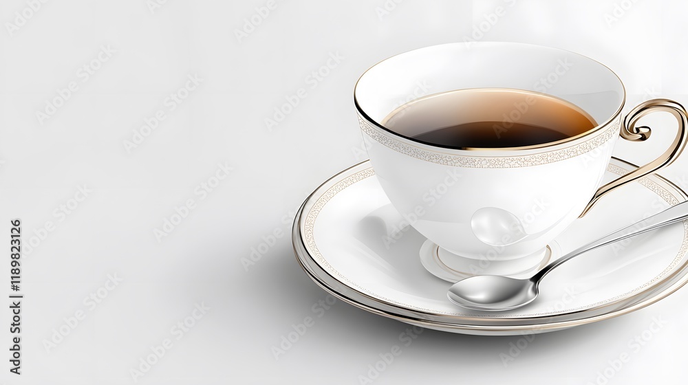 Elegant Teacup Set with Golden Accents and Tea Elegant Teacup Set with Golden Accents and Tea