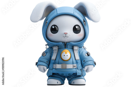 A futuristic cute rabbit animal noid robotisolate on white background photo