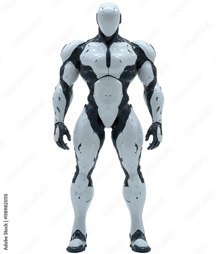 A futuristic man humanoid robot  isolate on white background