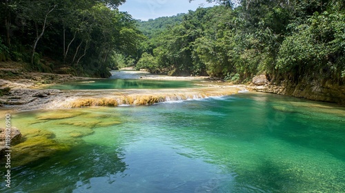 Wallpaper Mural Serene Emerald River in Lush Tropical Paradise Torontodigital.ca