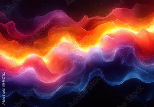 Abstract Landscape Flowing Lines Blue Orange Depth Digital Art photo