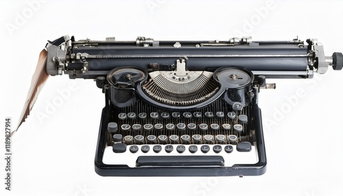 old typewriter isolated on white PNG photo