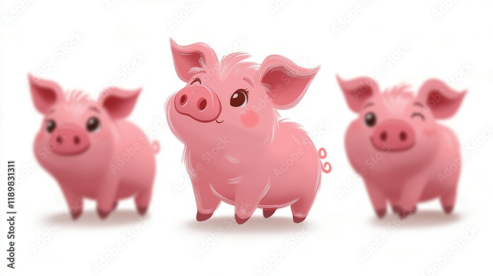 Piggy bank set. Cute cartoon piggy bank illustration Piggy bank set. Cute cartoon piggy bank illustration